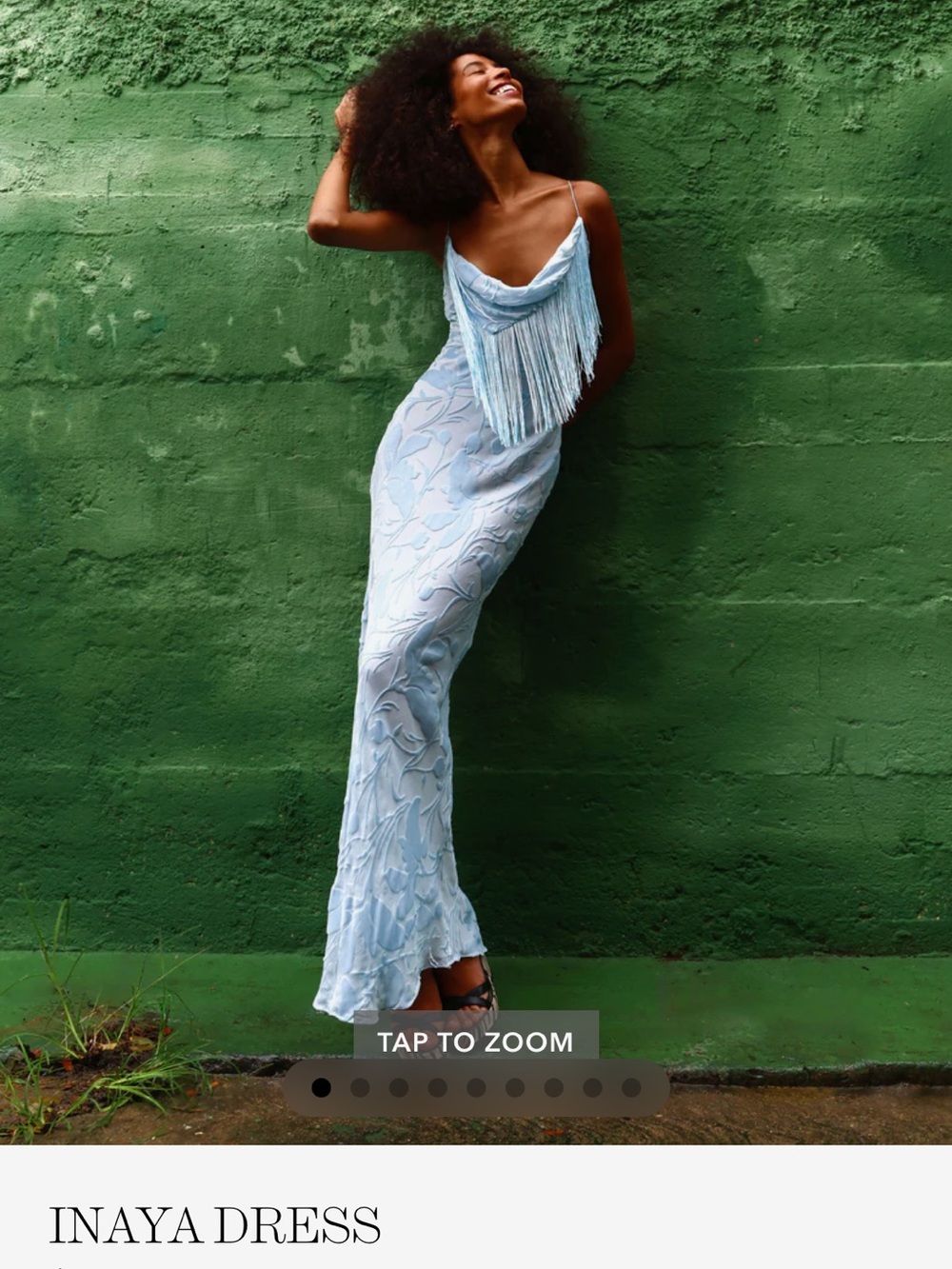 Rat & Boa Light Blue Fringe Slip Dress